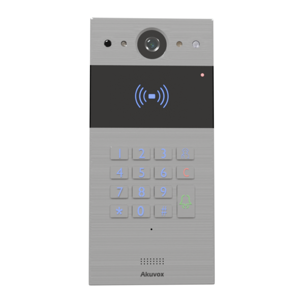 פאנל Akuvox MEGA 250 בגימור כסוף — מבט זווית