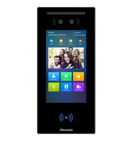 פאנל Akuvox MEGA CITY 70 — מצלמה כפולה לזיהוי פנים וקורא קרבה