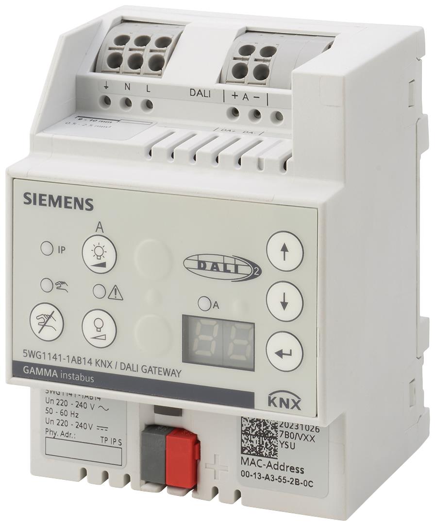 שער Siemens N 141/14 בין KNX ל־DALI-2 עם סימון DALI-2 בחזית